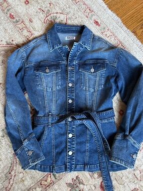 Porter Collective Button Down Belted Stylish Denim Jean Jacket